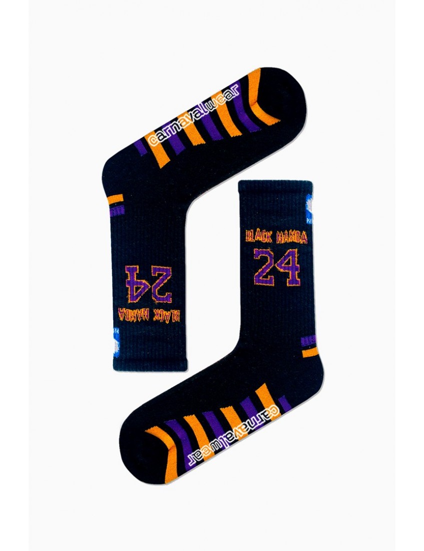 Unisex Siyah Mamba 24 Basketbol Spor Çorap